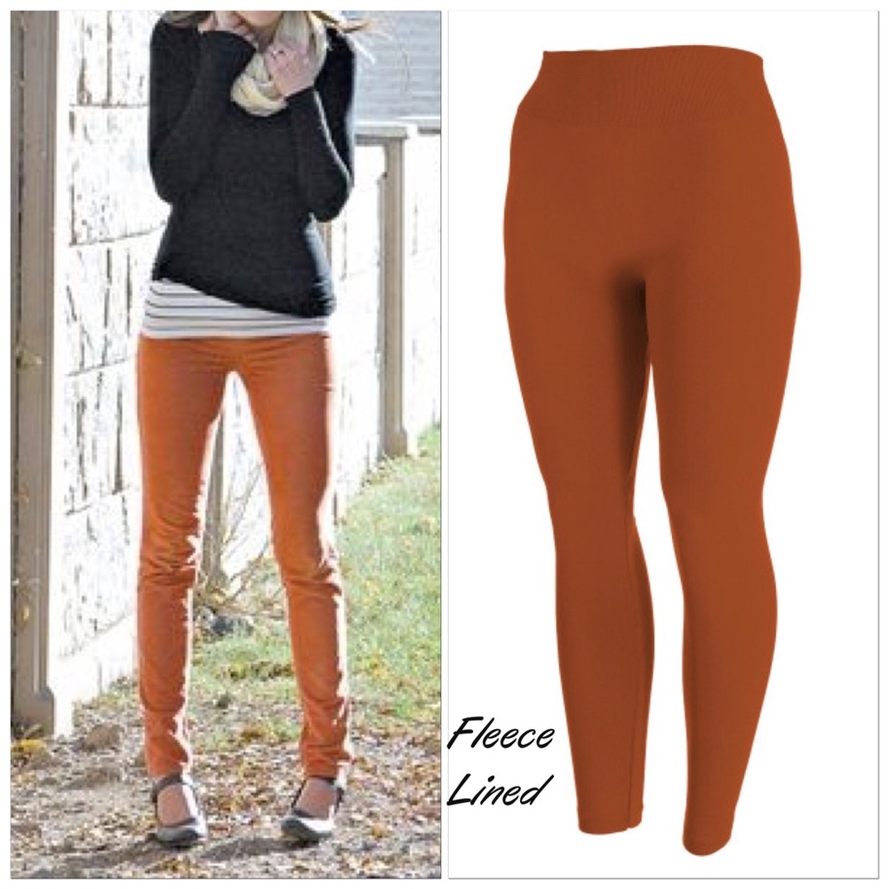 Rust fleece lined leggings - Picture 1 of 3
